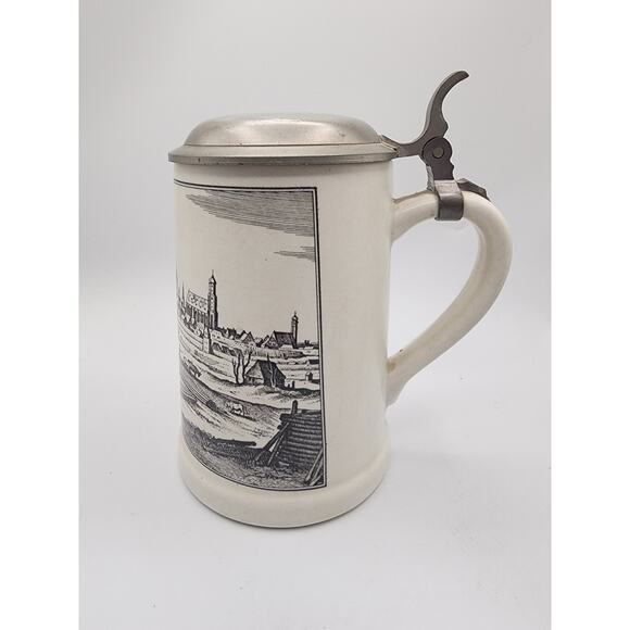 Unknown Other - Vintage Beer Mug/Stein with Pewter Lid - "Straubinga" Signed